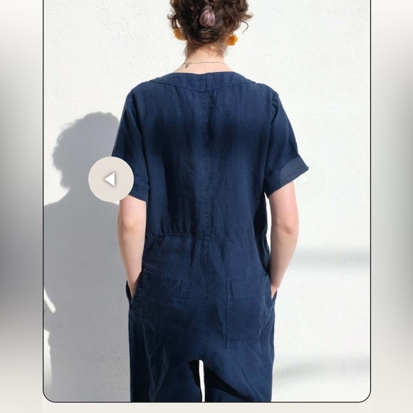 NWT navy linen button up jumpsuit - Picture 10 of 10